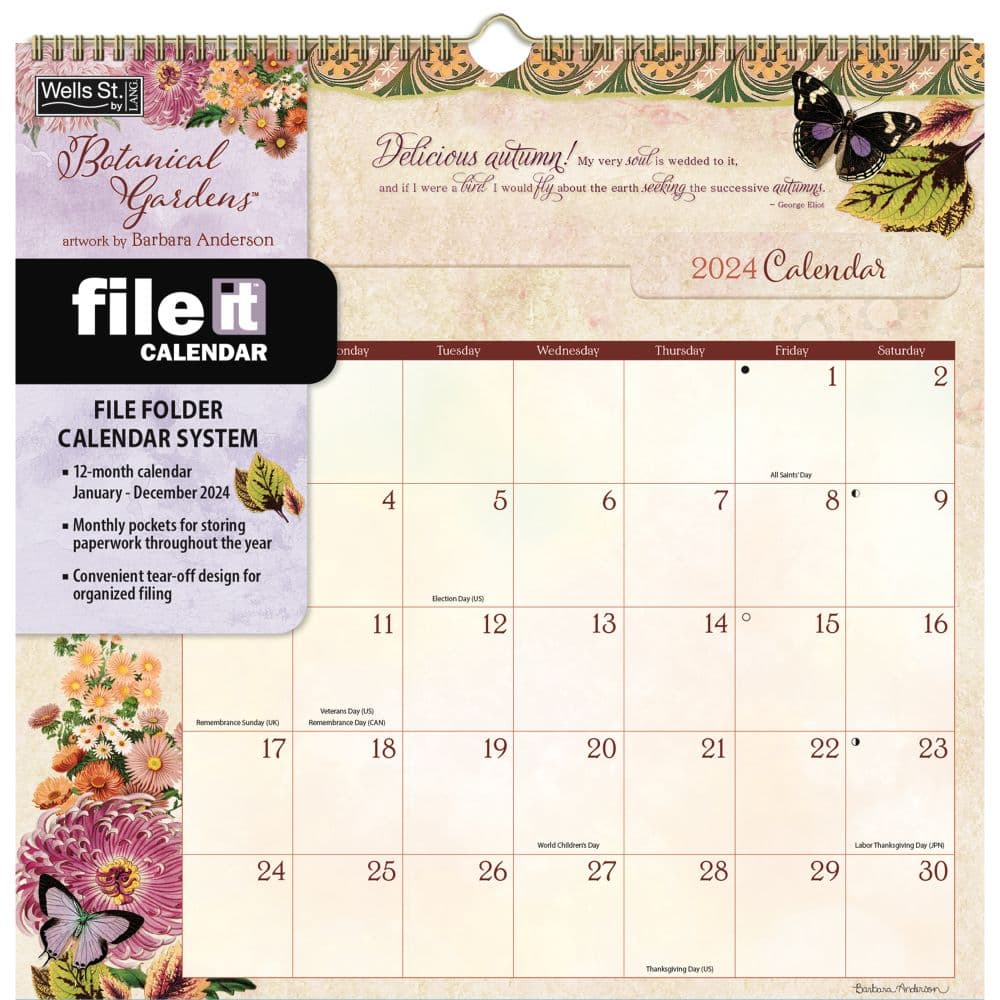 Botanical Gardens File It 2024 Wall Calendar