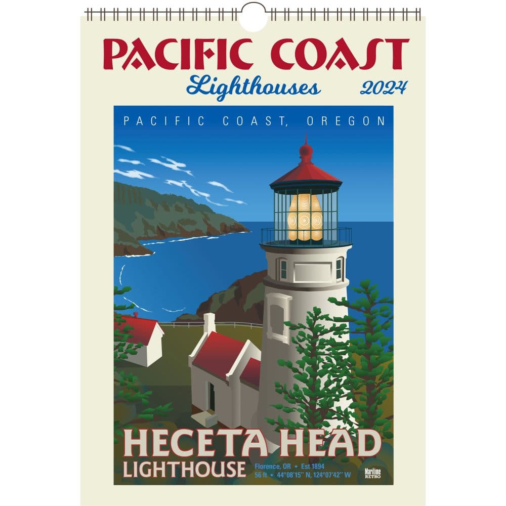 Pacific NW Lighthouses Poster 2024 Wall Calendar