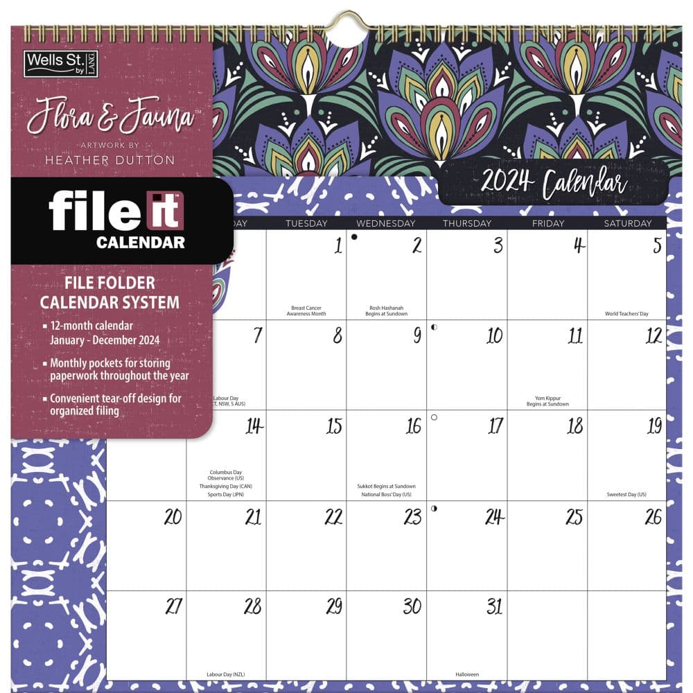 Flora and Fauna File It 2024 Wall Calendar